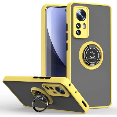 Coque Pour Xiaomi Redmi Note 10 5g # Note 10t # Poco M3 Pro 5g, Étui En Tpu/Pc Fine Et Housse Souple En Silicone, Avec Support De Anneau Pivotant, Antidérapant Bumper Case Cover. Jaune