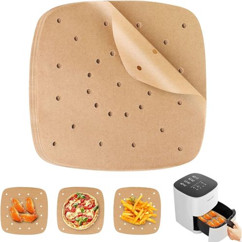100 Papier Sulfurisé Air Fryer¿Perforé Papier Cuisson Air Fryer¿Jetable Antiadhésive Sans Huile Papier Parchemin Accessoires Pour Friteuse Cuiseur À Vapeur Four Air Fryer