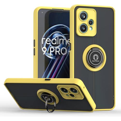 Coque Pour Oppo Reno 6 5g (Reno6 5g), Étui En Tpu/Pc Fine Et Housse Souple En Silicone, Avec Support De Anneau Pivotant, Antidérapant Bumper Case Cover. Jaune