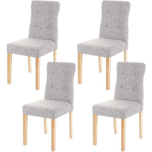 Lot De 4 Chaises En Tissu Gris Pieds En Bois Clair Cds04545
