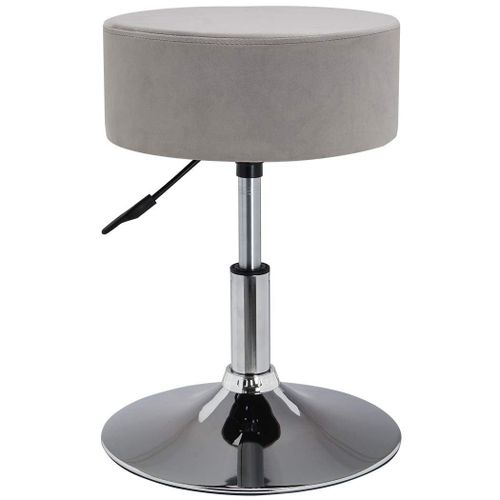 Tabouret Chaise Hauteur Réglable En Tissu Velours Gris Tabo09052