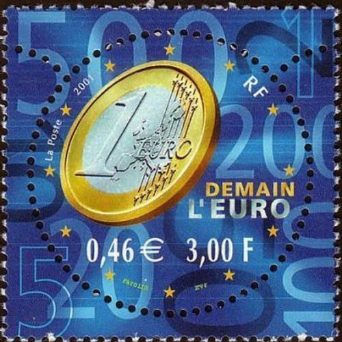 Timbre France 2001 Oblitéré Demain L'euro 3.00 Yt3402