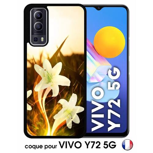 Coque Vivo Y72 5g - Lys Blanc Illuminé - Silicone - Noir