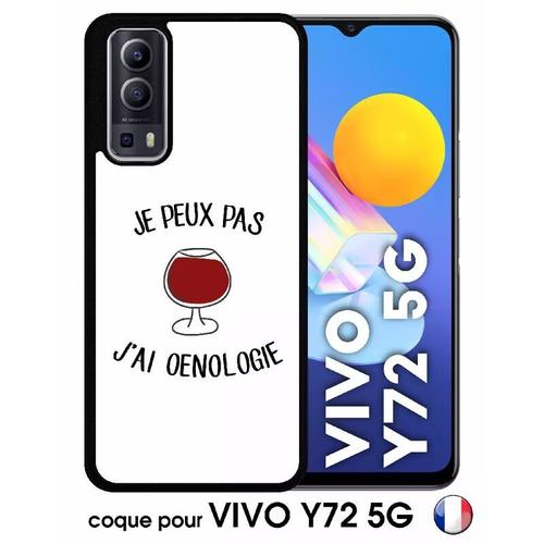 Coque Vivo Y72 5g - Je Peux Pas J Ai Oenologie Vin Rouge Fond Blanc - Silicone - Noir