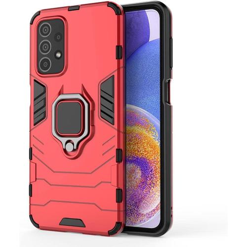 Ring Armor Coque Pour Samsung Galaxy A54 5g, Antichoc Armure Robuste, Pare-Chocs En Tpu + Dos En Pc. Les Anneaux Peuvent Être Utilisés Comme Supports. Rouge