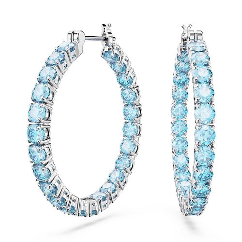 Boucles D'oreilles Créoles Swarovski Matrix Bleues