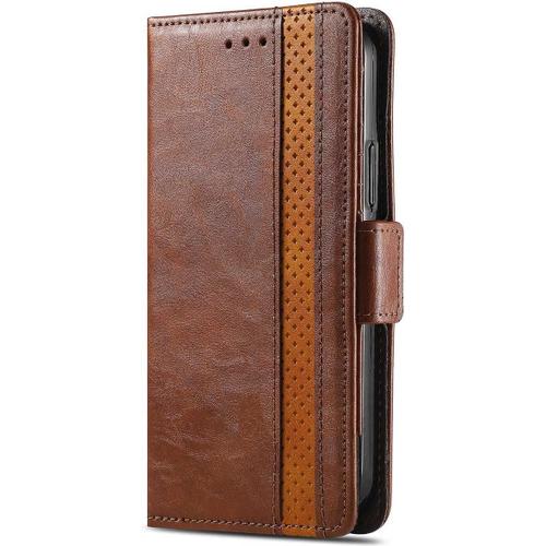 Coque Pour Oppo A57 4g / A57s 4g, Pu Housse Pochette Antichoc Et Anti-Rayures Fonction Stand Rabat De Portefeuille Etui With Card Hold. Marron