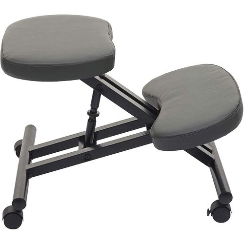 Tabouret Chaise Ergonomique Siège Assis Genoux Sur Roulettes Réglable Synthétique Gris Foncé Bur04099
