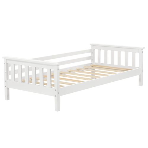 Lit Pour Enfant Avec Sommier À Lattes Structure En Bois De Pin Blanc 70 X 140 Cm 03_0005447