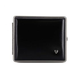 Étui cigarettes cuir lisse noir