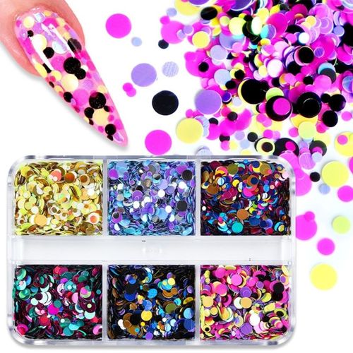 Paillettes Rondes Pour Ongles, Autocollants De Manucure, Confettis, Flocons, Tailles Mixtes 