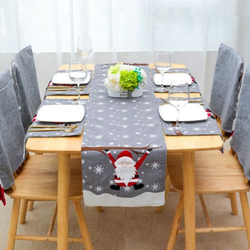 Chemin De Table De Noël, Nouvel An, Drapeau En Tissu Brodé, Sans Visage, Vieux Dessin Animé, Couverture Anti-Poussière, Café, Thé, Fournitures De Bureau, Décor De Fête