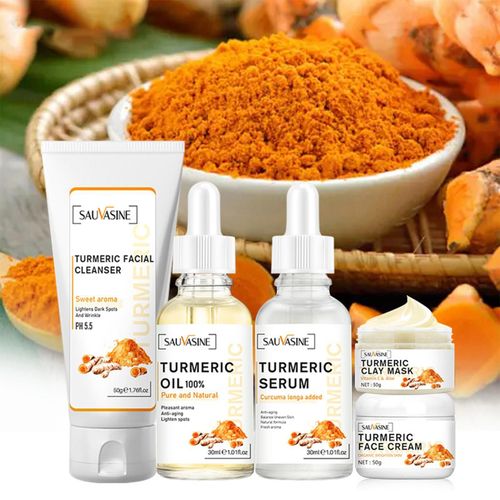 Produits De Soins Pour La Peau Au Citron Turmeric, Dissolvant D'acné Et De Taches Foncées, Blanchissant, Éclaircissant, Crème Pour Le Visage, Nettoyant, Huile Cosmétique 