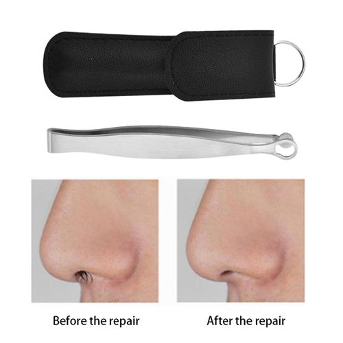 Pince À Épiler Compacte À Pointe Ronde Pour Hommes Et Femmes, Avec Étui De Transport En Pu, Pince À Épiler Les Sourcils Pour Le Nettoyage Du Nez, Fête, Favoris 