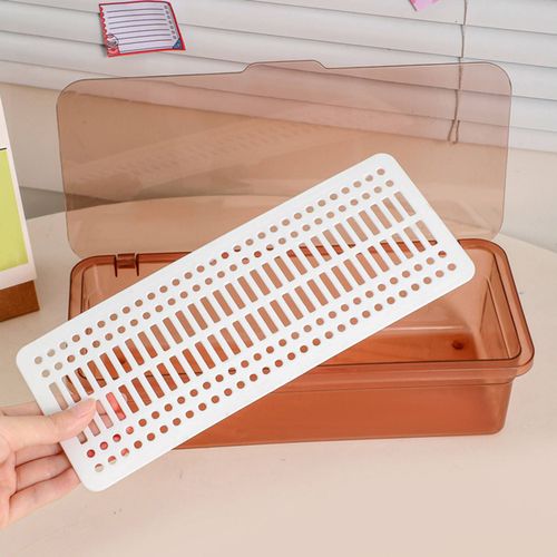Boîte De Pinceaux De Maquillage, Conteneur Carré Anti-Poussière Pour Crayon À Sourcils, Brosse De Maquillage, Blush 
