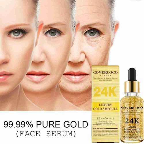 Sérum À L'essence D'or 24k Pour Soins Du Visage, Soin Hydratant Pour La Peau, Dissolvant Liquide Pour Rides, Tonique, Feuille De Blanchiment, Anti Ag V9i8 