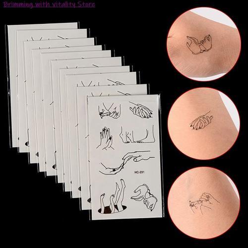 Faux Tatouages Temporaires Autocollants, 10 Feuilles, Pour Poignet, Couple Amoureux 