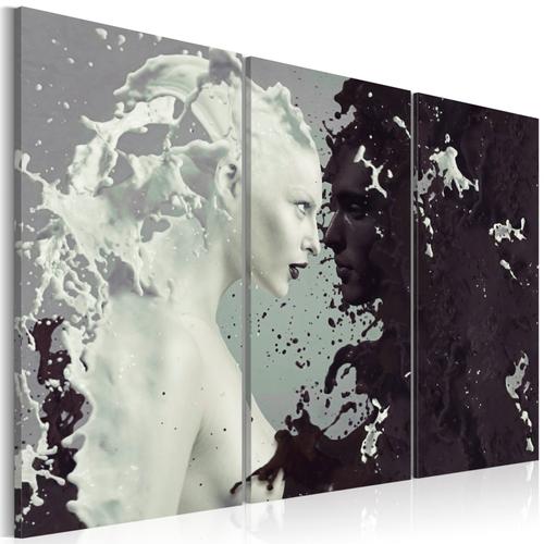 Tableau Sur Toile En 3 Panneaux Décoration Murale Image Imprimée Cadre En Bois À Suspendre Noir Ou Blanc? - Triptyque 120x80 Cm 11_0009548