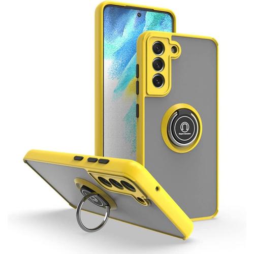 Coque Pour Samsung Galaxy S20 Fe, Ultra Mince Hard Pc Phone Etui, Tpu Bordure En Antidérapant Anti-Empreintes Digitales Avec Support De Bague. Jaune