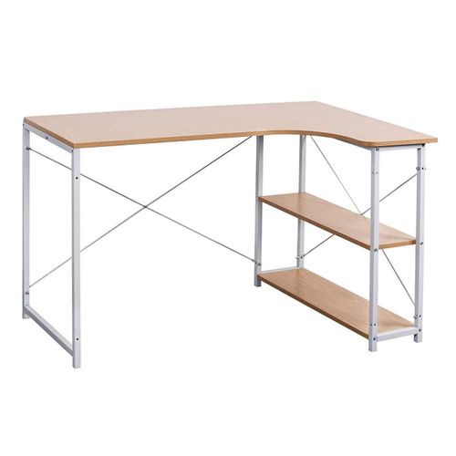 Bureau D'ordinateur Avec Deux Étagères 120 Cm Mdf Beige Helloshop26 19_0000561