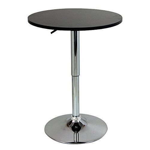 Table Haute En Mdf Et Acier Chromé Réglable En Hauteur Noir Helloshop26 19_0000376