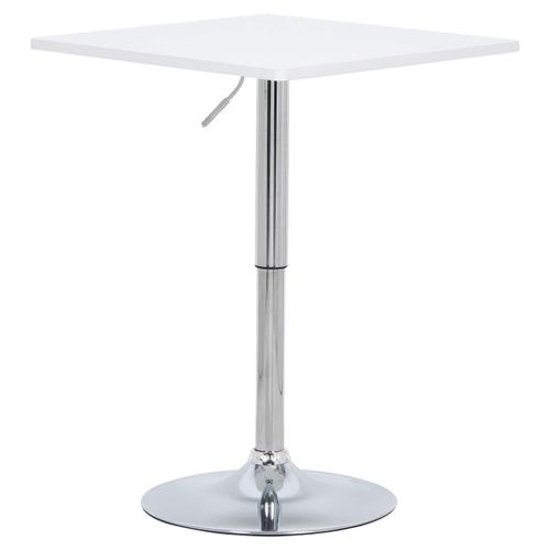 Table De Bar Carrée Avec Piétement Trompette Réglable En Hauteur Blanc Helloshop26 19_0000370