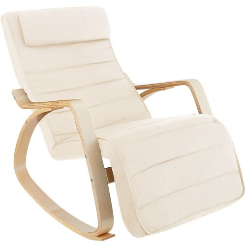 Fauteuil Siège À Bascule Lounge Confortable Au Design Élégant Ergonomique Beige Helloshop26 08_0000244