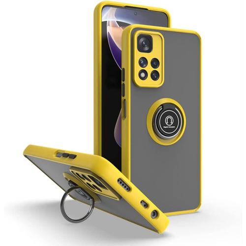 Coque Pour Xiaomi Redmi Note 11 Pro / 11 Pro Max, Ultra Mince Hard Pc Phone Etui, Tpu Bordure En Antidérapant Anti-Empreintes Digitales Avec Support De Bague. Jaune