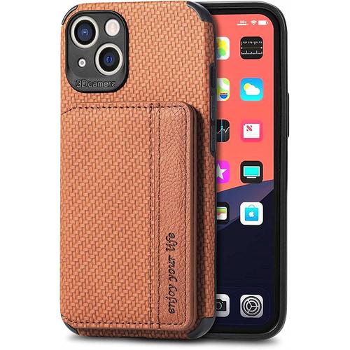 Coque Pour Oppo Realme 8i, Étui Ultra Mince Tendre Tpu, Housse De Téléphone Antichoc Anti-Dérapant Avec Blocage Rfid Sac De Carte. Marron