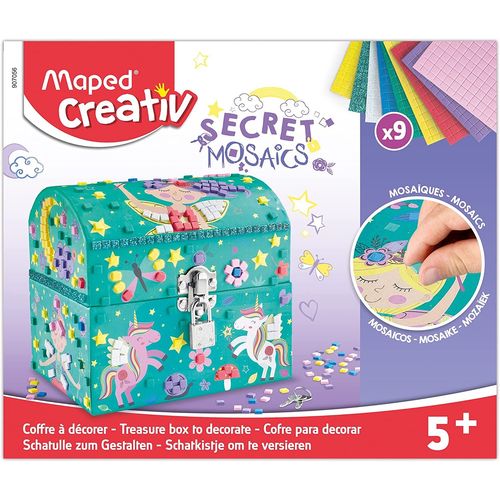 Maped Secret'mosaics Boîte À Bijoux - Activité Mosaïques Avec Planches De Mosaïques Colorées Et Adhésives
