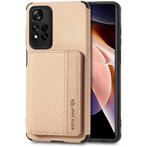 Coque Pour Xiaomi Redmi Note 11 Pro / 11 Pro Max, Étui Ultra Mince Tendre Tpu, Housse De Téléphone Antichoc Anti-Dérapant Avec Blocage Rfid Sac De Carte. Jaune