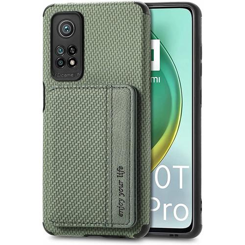 Coque Pour Xiaomi Mi 10t 10t Pro, Étui Ultra Mince Tendre Tpu, Housse De Téléphone Antichoc Anti-Dérapant Avec Blocage Rfid Sac De Carte. Vert