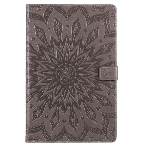 Coque Motif Flowers Relief Motif Pu Cuir Etui À Rabat Pour Samsung Galaxy Tab S6 Lite 10.4 P610, Gris