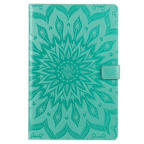 Coque Motif Flowers Relief Motif Pu Cuir Etui À Rabat Pour Samsung Galaxy Tab S6 Lite 10.4 P610, Vert