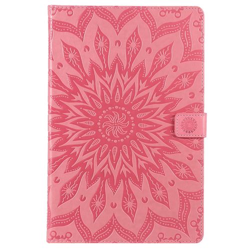 Coque Motif Flowers Relief Motif Pu Cuir Etui À Rabat Pour Samsung Galaxy Tab S6 Lite 10.4 P610 Rose