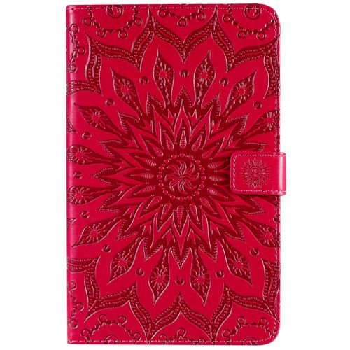 Coque Motif Flowers Relief Motif Pu Cuir Etui À Rabat Pour Samsung Galaxy Tab A 8 2019 Sm-P200, Rouge