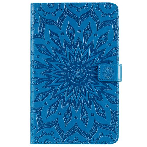 Coque Motif Flowers Relief Motif Pu Cuir Etui À Rabat Pour Samsung Galaxy Tab A 8 2019 Sm-P200, Bleu