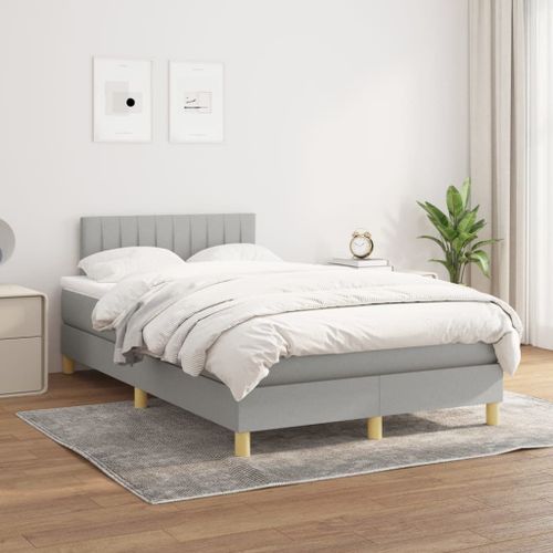 Vidaxl Lit À Sommier Tapissier Avec Matelas Gris Clair 120x200cm Tissu