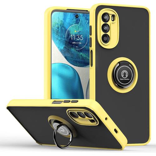 Coque Pour Huawei Nova 10, Étui En Tpu/Pc Fine Et Housse Souple En Silicone, Avec Support De Anneau Pivotant, Antidérapant Bumper Case Cover. Jaune