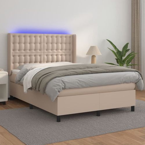 Vidaxl Sommier Tapissier Matelas Led Cappuccino 140x200 Cm Similicuir