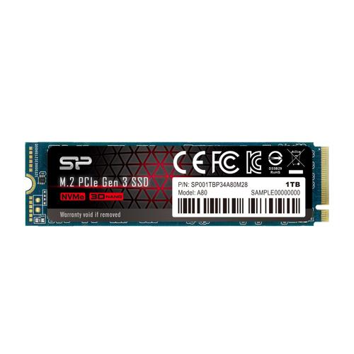 Silicon Power SSD 1 To 3D NAND M.2 2280 PCIe3.0 x 4 NVMe1.3 Série P34A80 Garantie 5 ans SP001TBP34A80M28