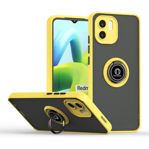 Coque Pour Oppo A17, Étui En Tpu/Pc Fine Et Housse Souple En Silicone, Avec Support De Anneau Pivotant, Antidérapant Bumper Case Cover. Jaune