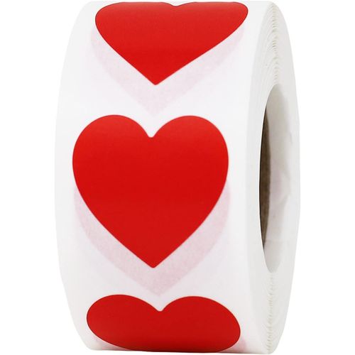 Rouges Autocollants pour le Coeur, 25 mm 1 Pouce Étiquettes de la Saint-Valentin 500 Paquet