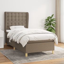 Vidaxl Lit À Sommier Tapissier Avec Matelas Taupe 90x190 Cm Tissu