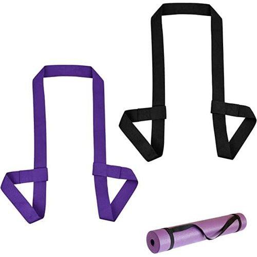 2pcs Sangle De Tapis De Yoga,Yoga Sangles De Transport, Yoga Mat Carry Strap,Pour Pilates Sport Exercices Fitness(Noir+Purple)