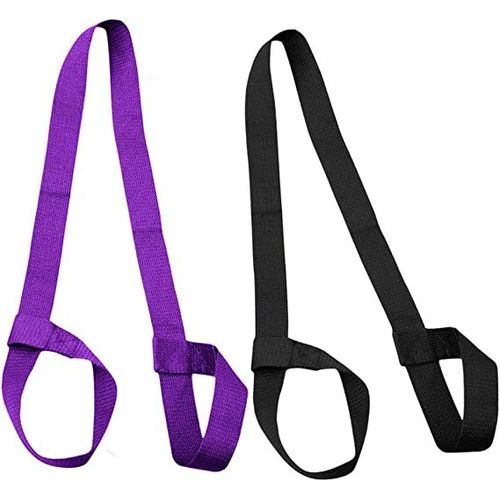2pcs Sangle Tapis Yoga,Yoga Mat Carry Strap,Sangles De Transport Yoga Mat Strap Réglable Pour Pilates Fitness Gym(Noir+Purple)