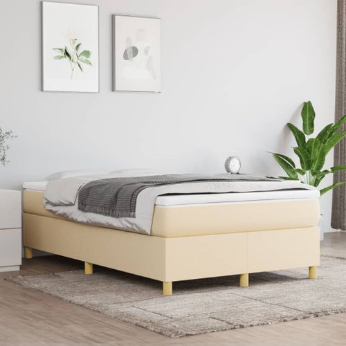 Vidaxl Lit À Sommier Tapissier Avec Matelas Crème 120x200 Cm Tissu