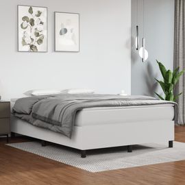 Vidaxl Lit À Sommier Tapissier Avec Matelas Blanc 140x190cm Similicuir