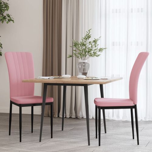 Vidaxl Chaises De Salle À Manger 2 Pcs Rose Velours