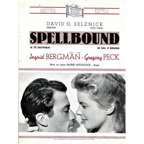 Spellbound - ( La Maison Du Docteur Edwardes ) - D'alfred Hitchcock - Ingrid Berman - Gregory Peck - Synopsis Originale Cinéma Recto / Verso - 22 X 29 - 1945 -